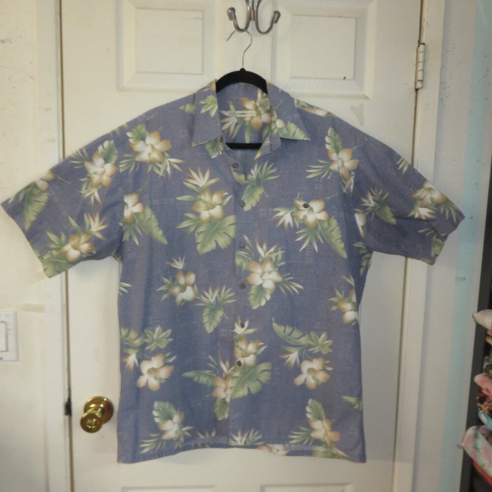 Campia Moda Mens Tropical Shirt - Blue floral Size L
